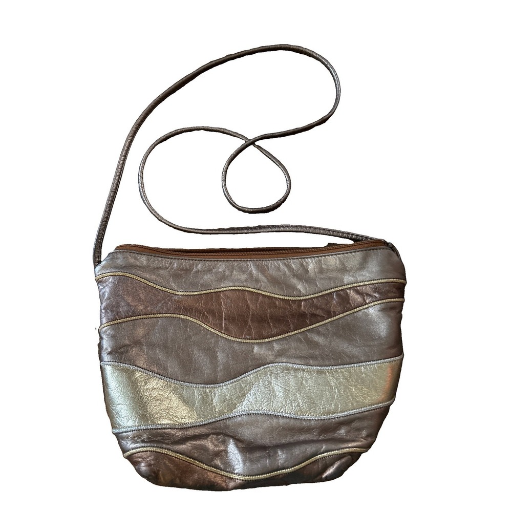 Vintage Park Avenue International Women's Genuine Leather Shoulder Bag Metallic